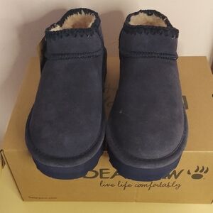 BearPaw Dark Blue Suede Ankle Boots
